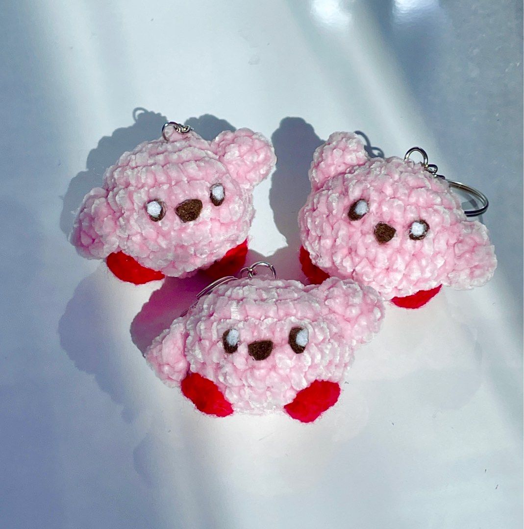 Crochet Kirby keychain, Hobbies & Toys, Stationery & Craft, Handmade