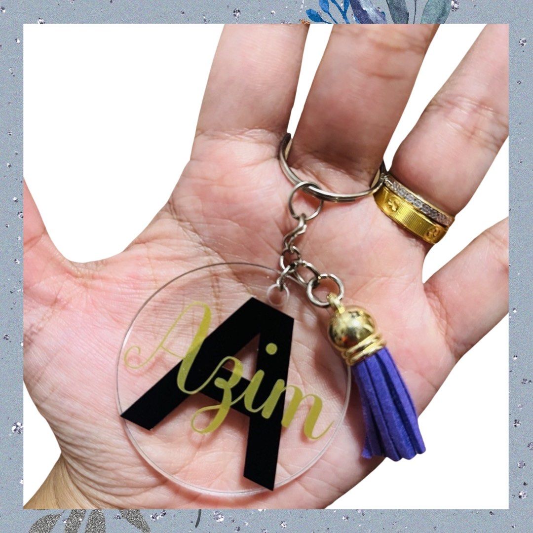 Customised Acrylic Keychains. Round keychain. Rectangular keychain. Monogram. Handcrafted with love. Support small business