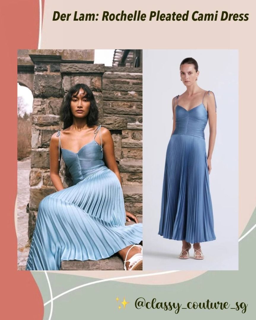 rochelle pleated cami dress Derek Lam Rochelle Pleated Cami Midi Maxi Dress, Women's Fashion, Dresses &  Sets, Dresses on Carousell