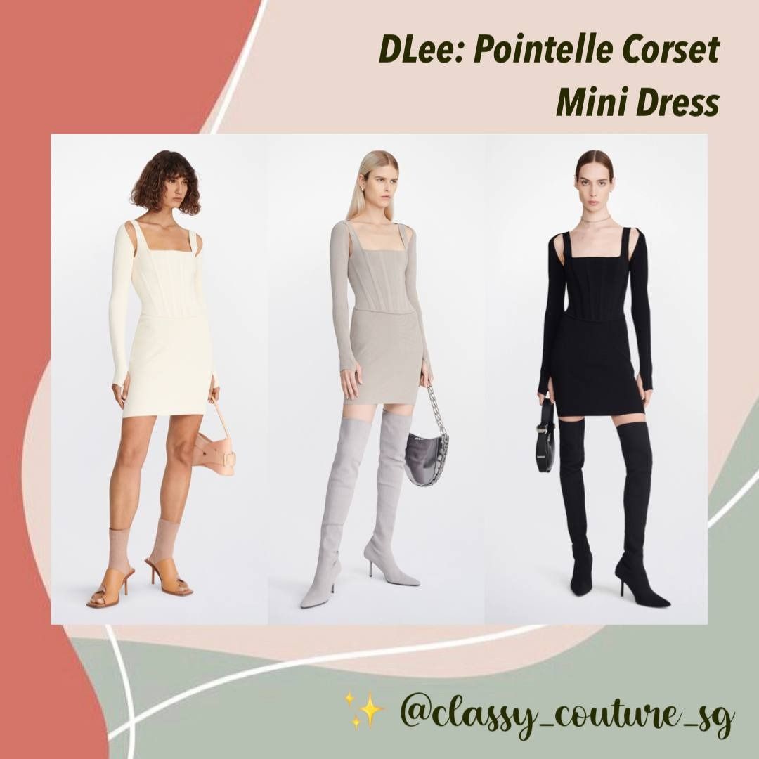 white christmas dresses Dion Lee Black Pointelle Knit Corset Midi Dress - BOPF