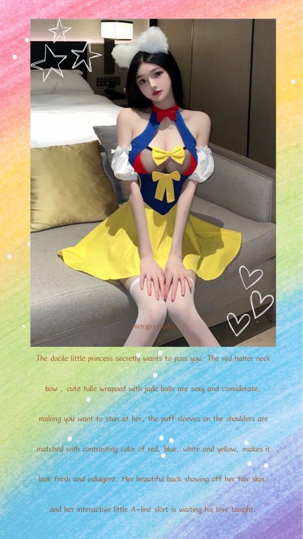 tiny sexy lingerie Women Daisy Derivative Sexy Lingerie Suit - Princess Christmas Furry Yellow  Dress with Cape and Collar Cosplay