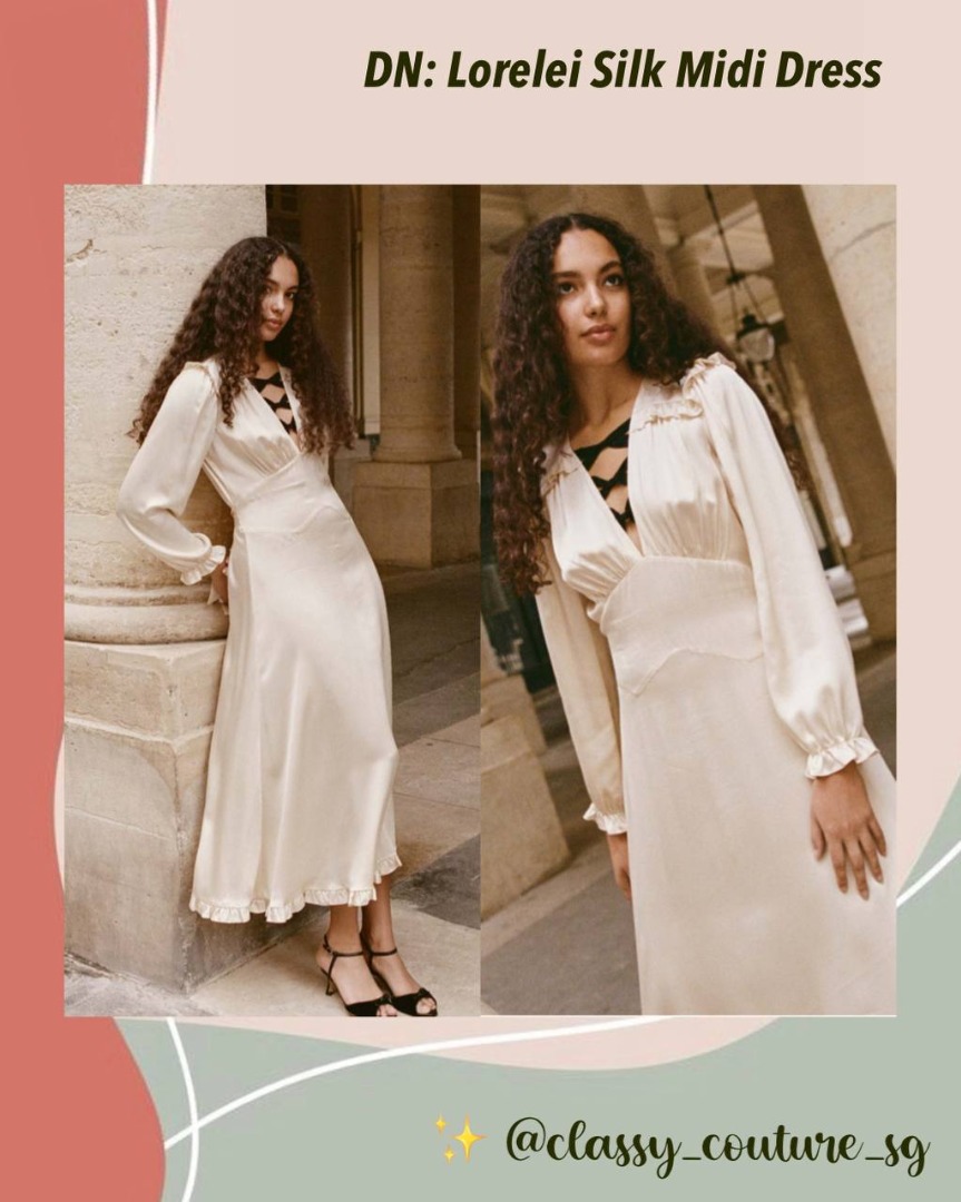 Doen Lorelei Long Sleeve Silk Midi Dress Women s Fashion Dresses