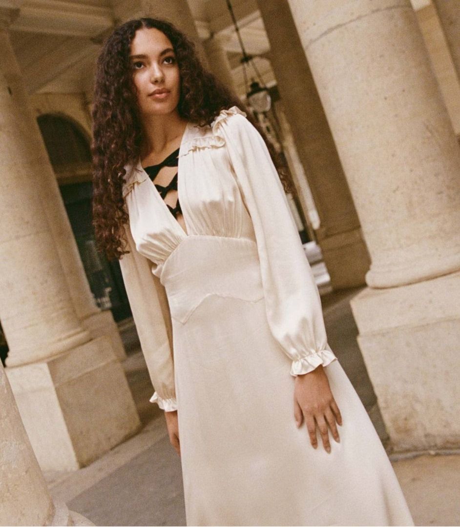 Doen Lorelei Long Sleeve Silk Midi Dress Women s Fashion Dresses