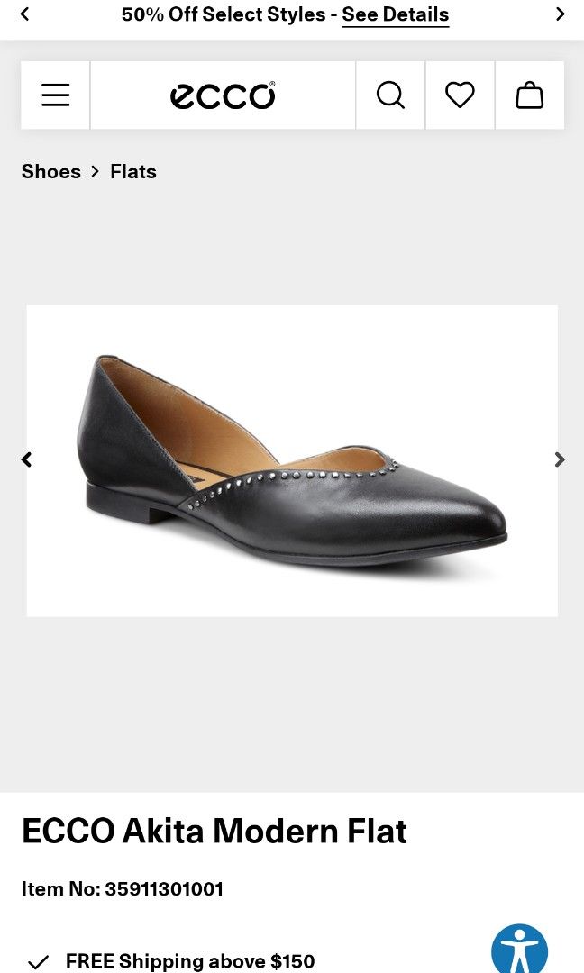 Ecco black leather flat w gunmetal gray studs Women s Fashion Footwear Flats on Carousell