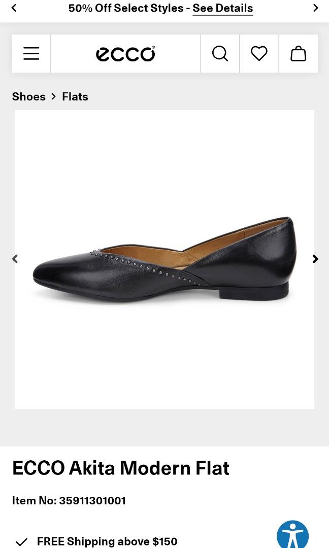Ecco black leather flat w gunmetal gray studs Women s Fashion