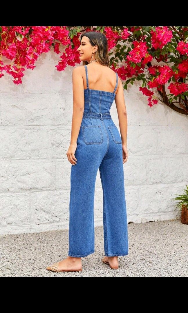 Express denim shop jumpsuit