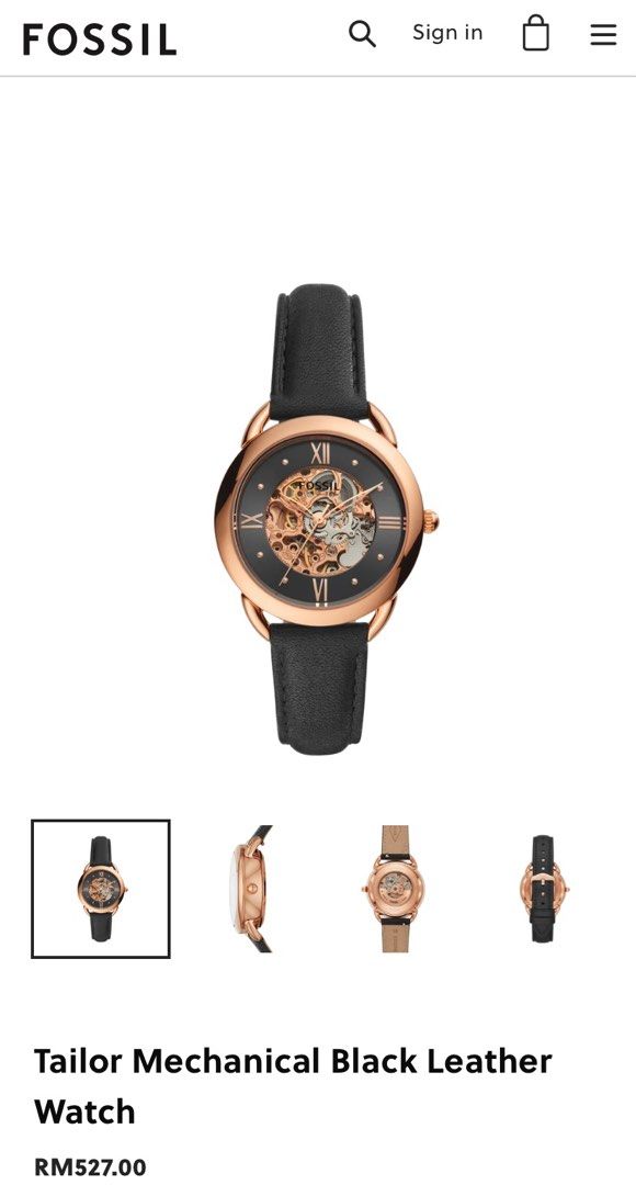 Fossil Tailor Mechanical Black Leather watch