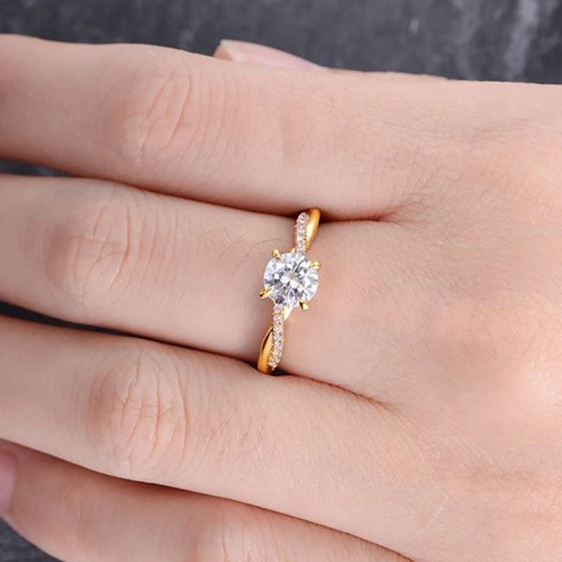 Gold Titanium Steel Diamond Crystal Wedding Ring for Women Fashion  Jewellery Accessories, Women's Fashion, Jewelry & Organisers, Rings on  Carousell