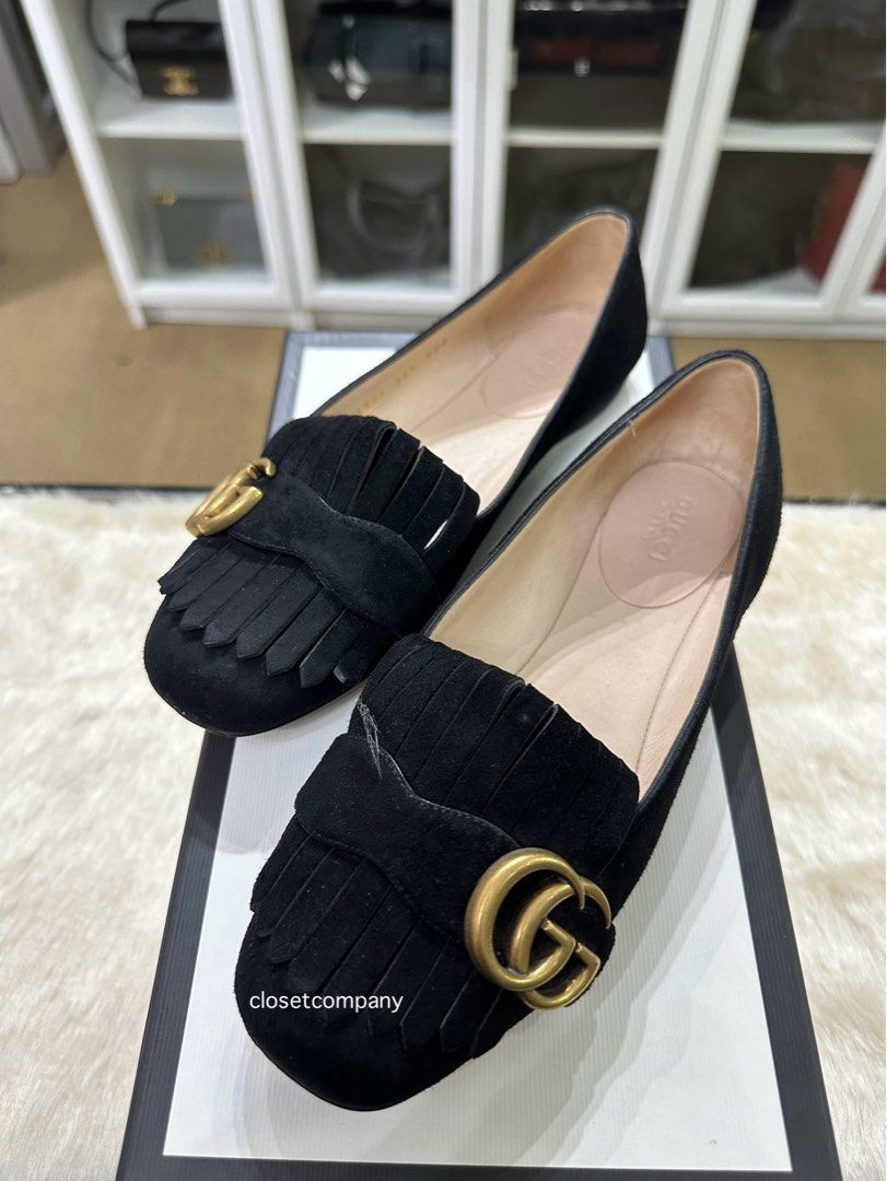 Gucci Marmont GG Logo Black Suede Loafers