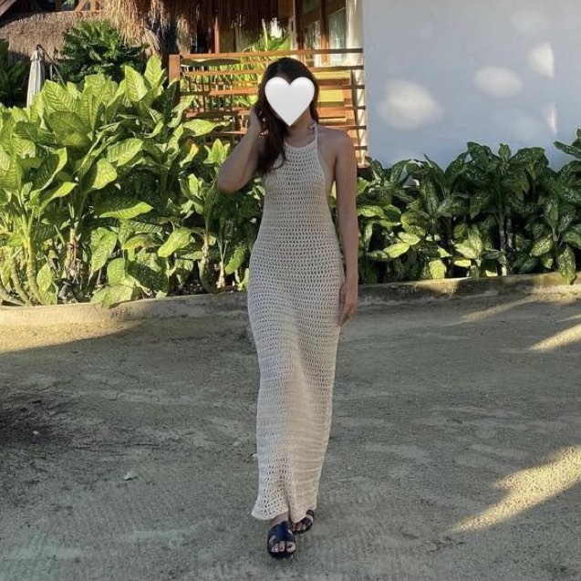 Backless U-Neck Halter Strap Long Dress