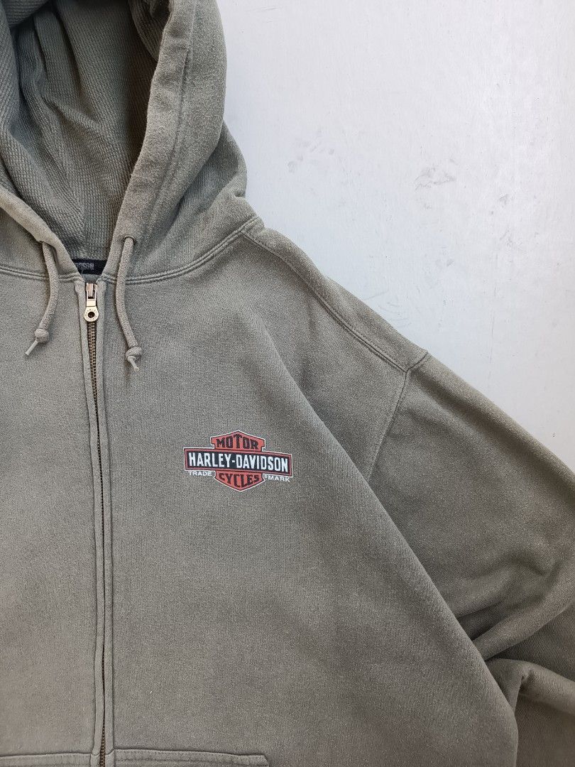 Harley Davidson vintage zip up sweater hoodie Men s Fashion Tops