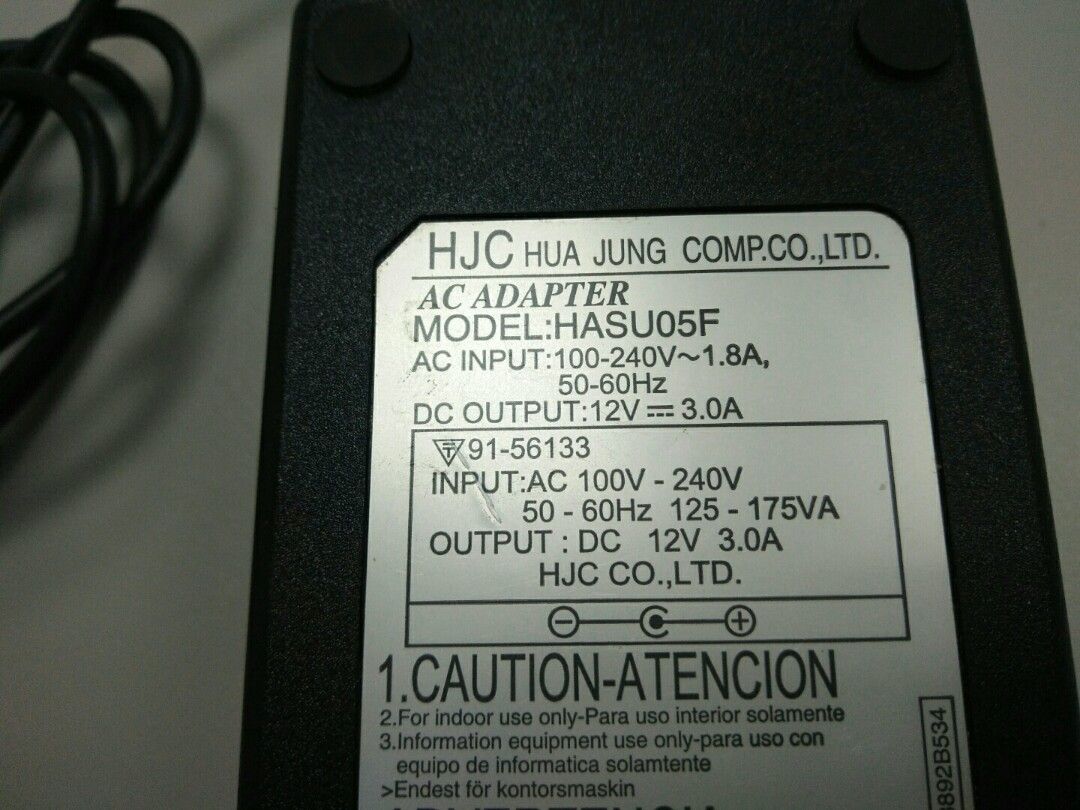HJC 12V 3A 充電器 液晶螢幕變壓器 電源供應器 HASU05F, 電腦及科技產品, 電腦周邊產品, 電腦充電器在旋轉拍賣