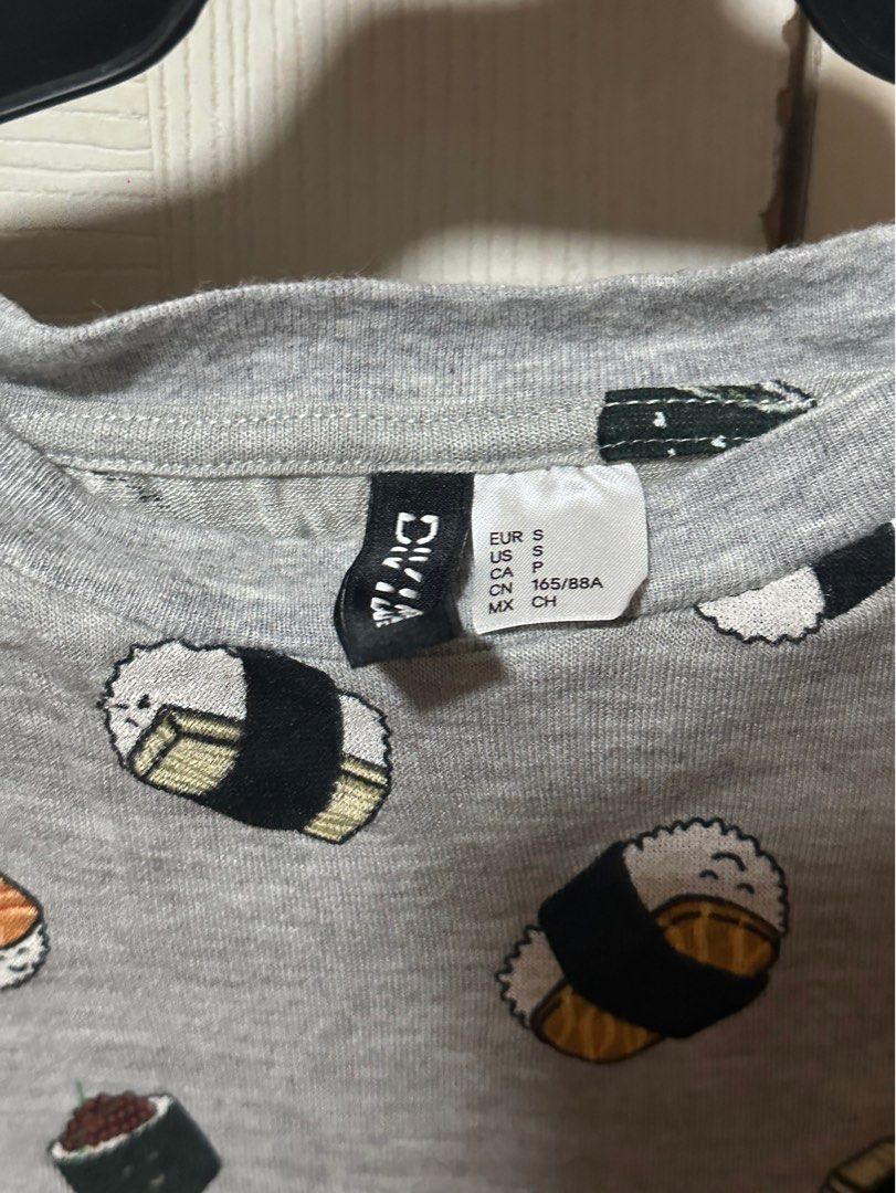 H M grey sushi sashimi shirt Women s Fashion Tops Shirts on