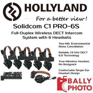Hollyland Solidcom C1 Pro-6S Full-Duplex ENC Wireless Intercom System with 6 Headsets