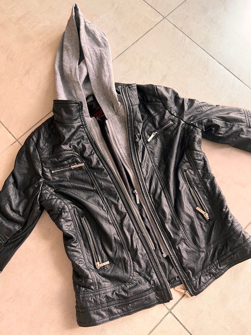 Hooded PU leather Jacket Women s Fashion Coats Jackets and