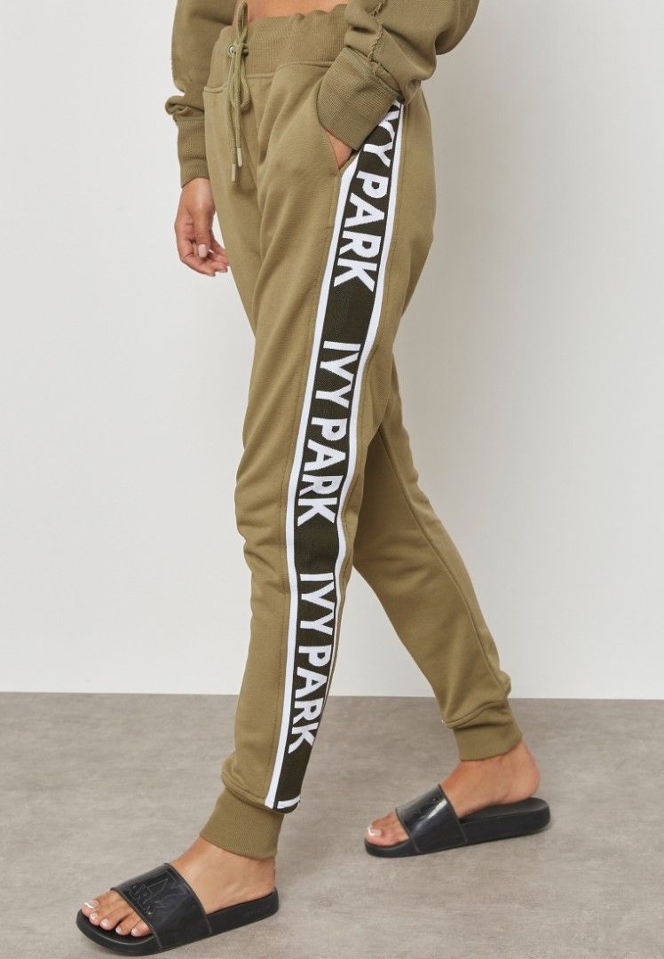 Ivy Park Run The World Olive Green Logo Jogger Sweatpants Women s Fashion Bottoms Other Bottoms on Carousell