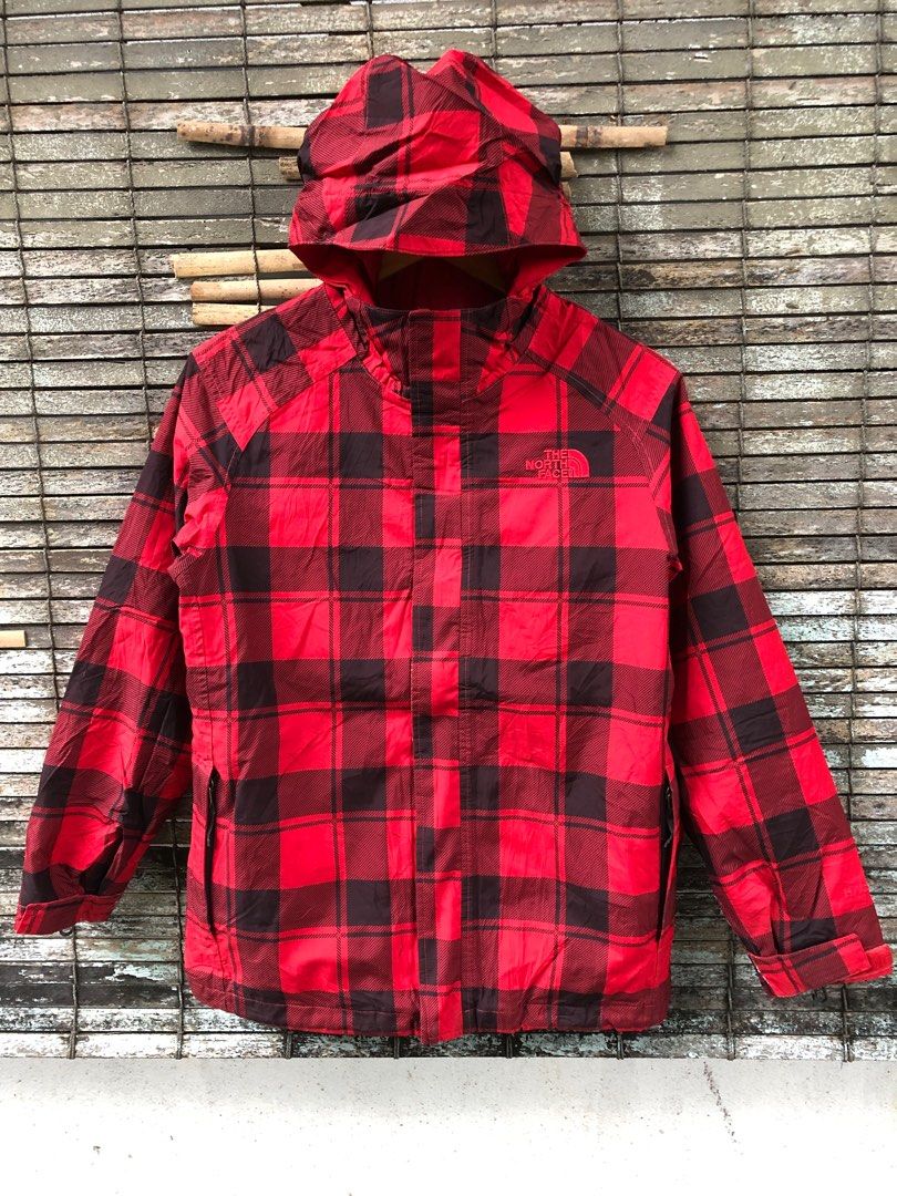 North face red and black plaid