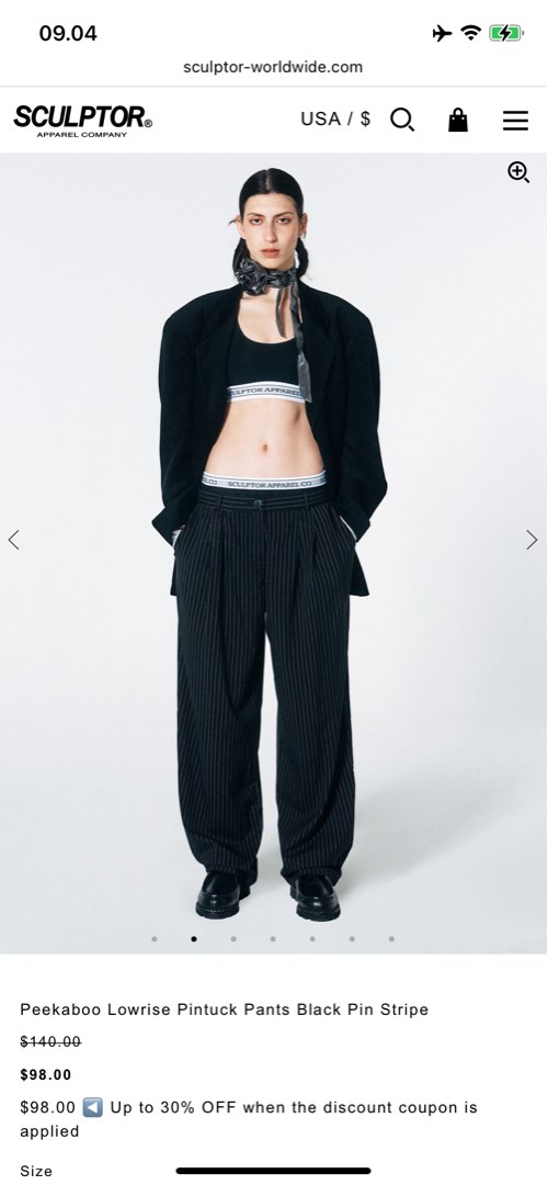 Peekaboo Lowrise Pintuck Pants Black Pin Stripe