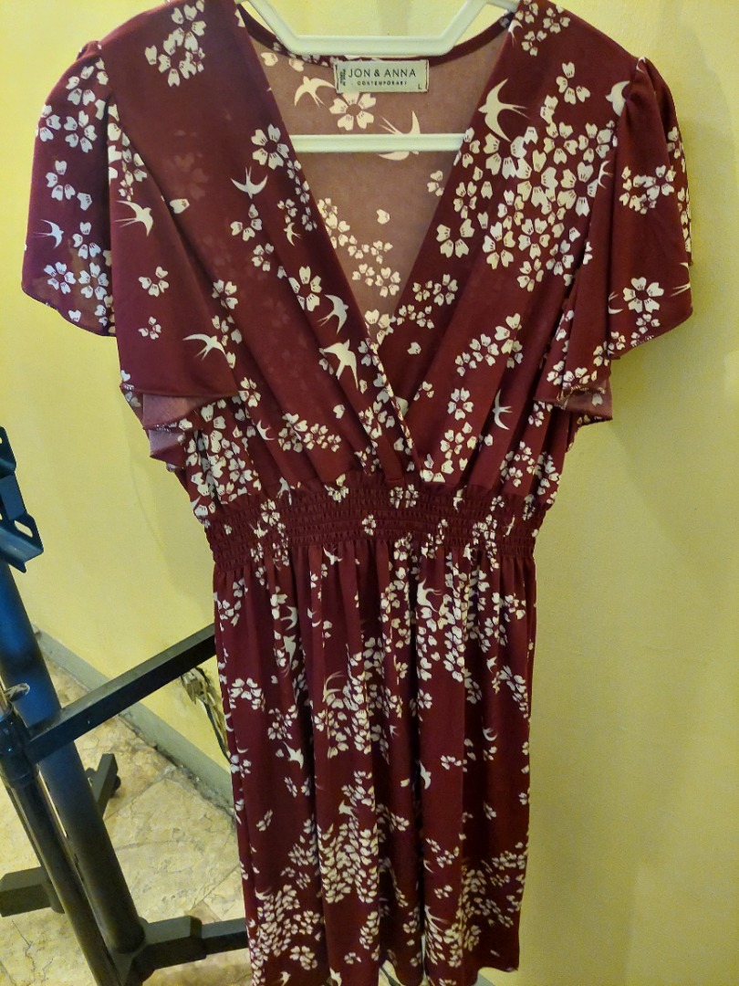 Jon and Anna Maroon Floral Dress Women s Fashion Dresses Sets