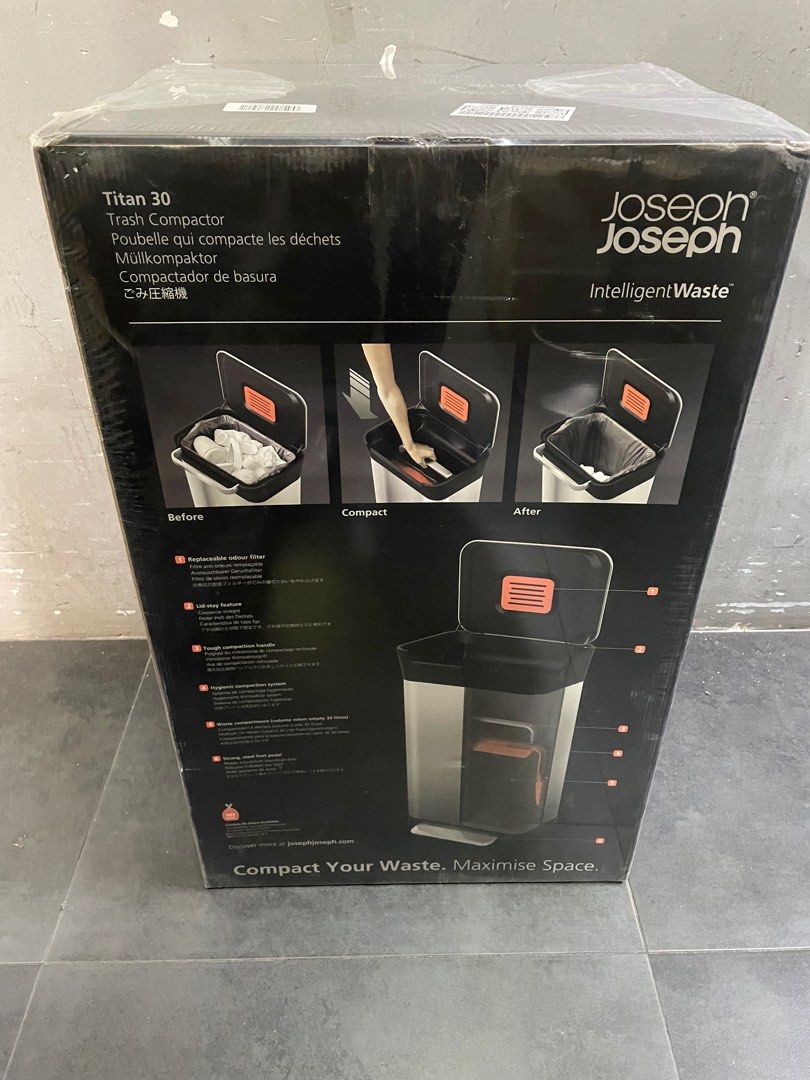 Joseph Joseph 30030 Intelligent Waste Titan Trash Can Compactor, 8