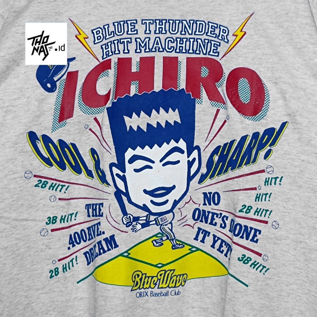 Kaos Rare Vintage 90s Orix Blue Wave Ichiro Suzuki MLB T-shirt L