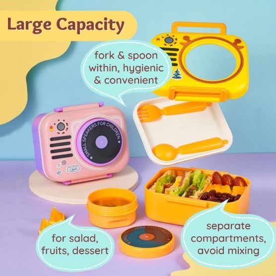 1pc Home Cartoon Lunch Box Food-grade Pp Material School Kids