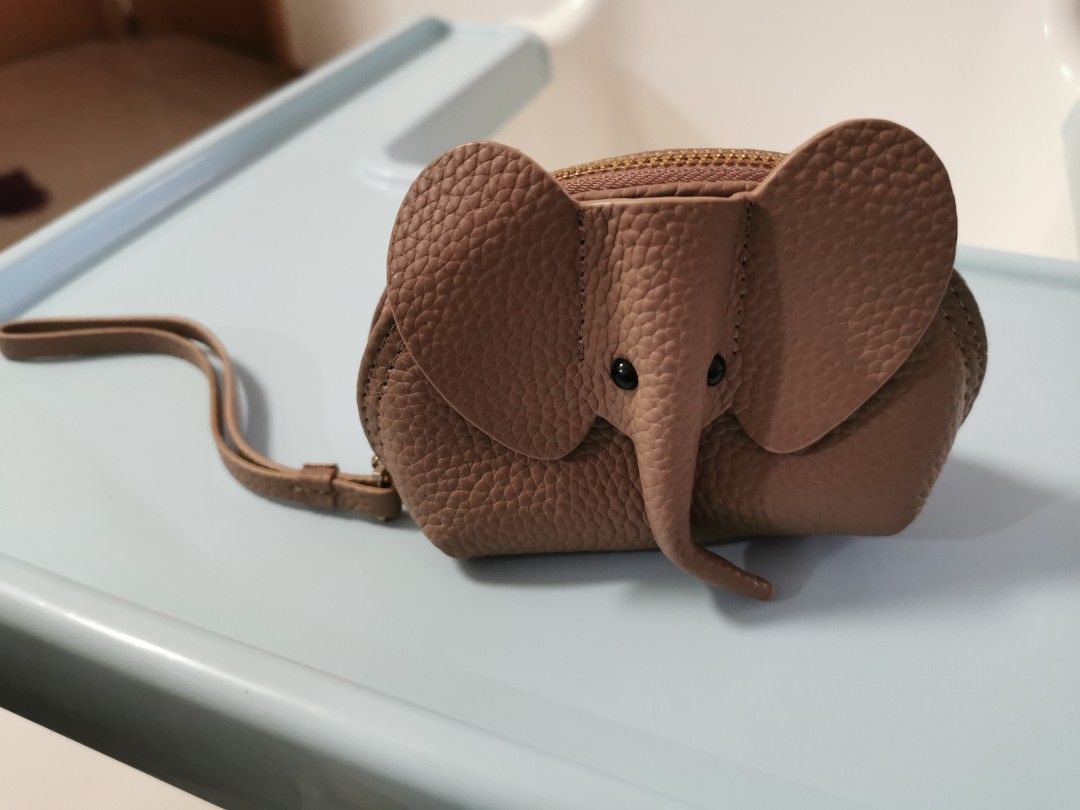 Leather elephant change purse coin purse