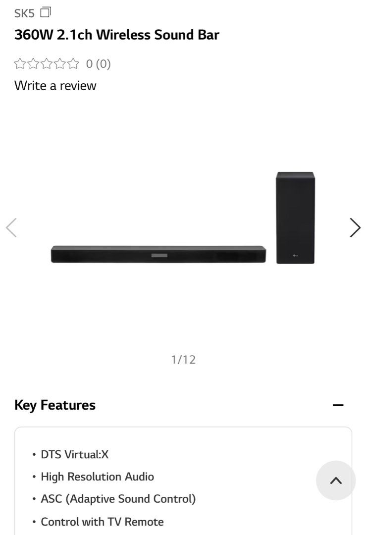 LG SK5 2.1 Ch Wireless Soundbar Soundbar