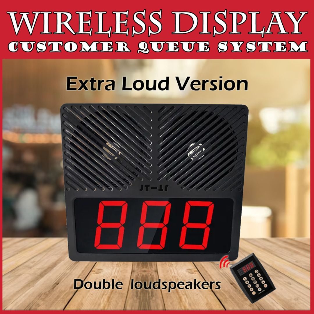 Wireless Queue Calling System - Number Display With Ticket Dispenser & Call Buttons - For Restaurants, Clinics, Banks