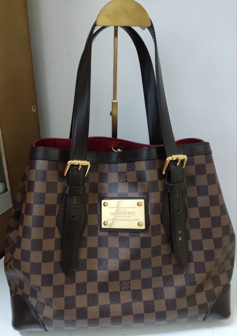 LV Damier Hampstead Original Authentic (Category: Luxury Bags & Wallets) located in Quezon. Submitted by jmako (Listing ID 1268031865, Image 1). Description: Today Only with initials K.M. but can be hidden from the strap ( adjustable) good condition.