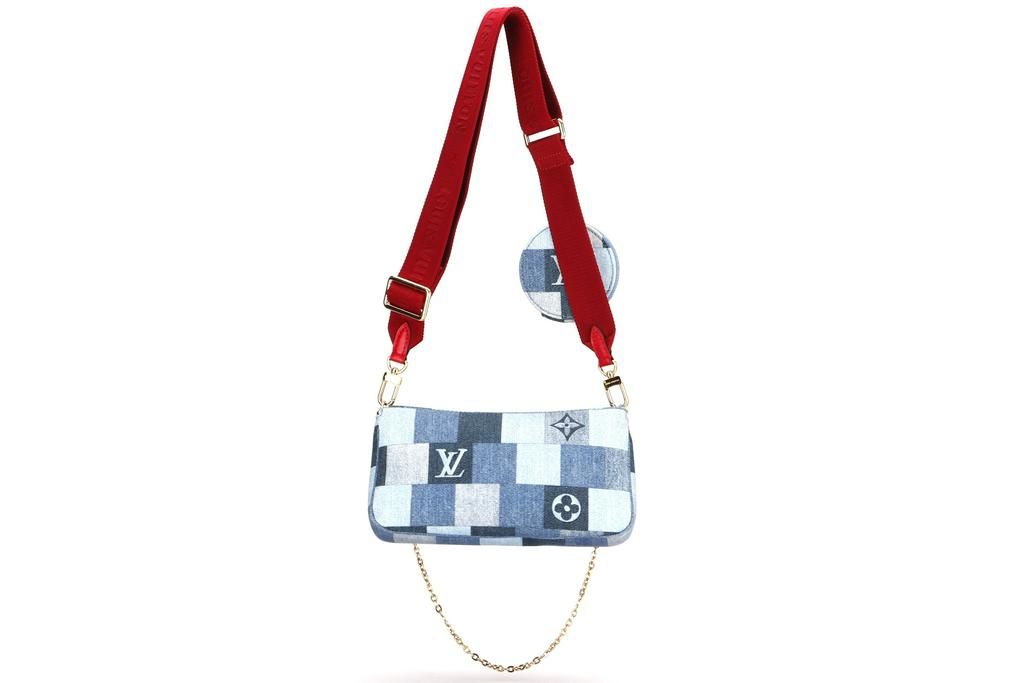 M44990 Multi Pochette Crossbody bag in Denim Gold Hardware Blue