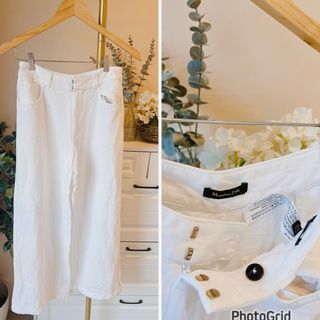 Massimo Dutti White Flowy Cullotes