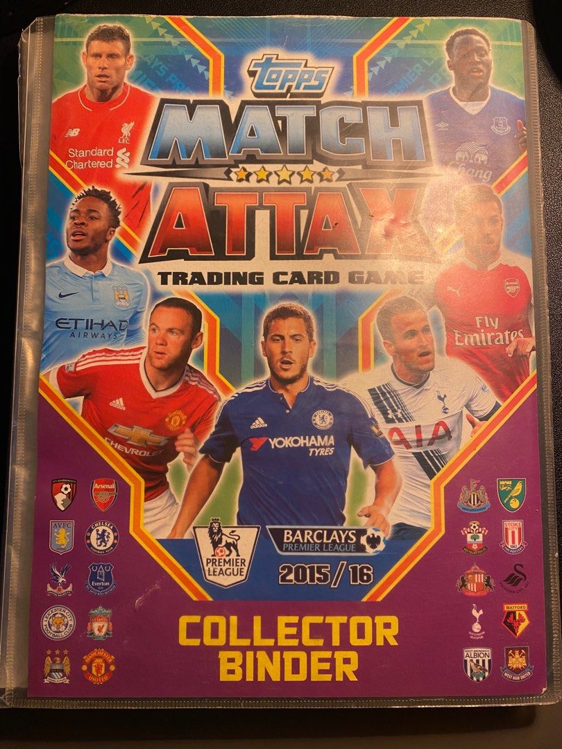match attax card binder Football with Sleeves, 450 Pockets, Zipper Closure, Sports Trading Card Holder, 9-Pocket Removable Sleeves, D-Ring, Water-Resistant, Football-Themed, Acid-Free Pages Holds standard sized cards with 2 Match Attax 2015/16 Whole Binder,