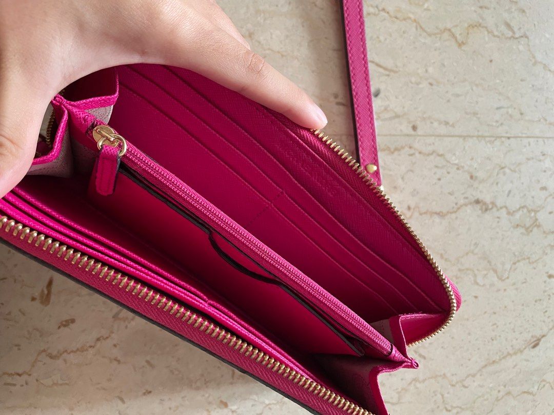 michael kors fuchsia pink hot pink long zip around wallet