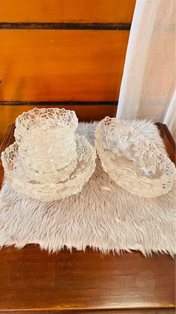 Mikasa Crystal Bowls Centerpiece Walther Glass Carmen Frosted Embossed