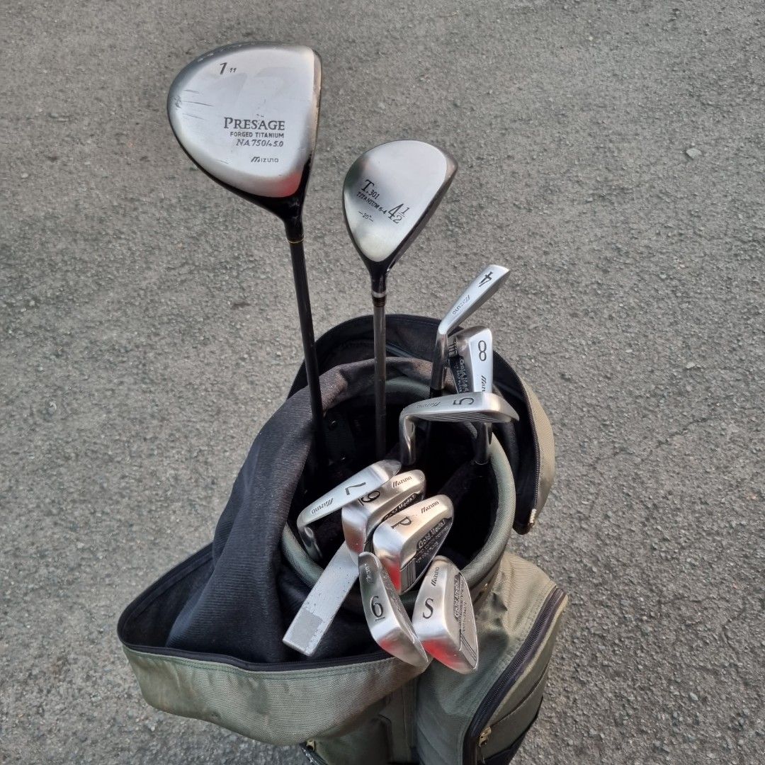 Mizuno Golf Set for Beginners (Category: Golf) located in Manila. Submitted by eclipse58 (Listing ID 1268069090, Image 3). Description: COMPLETE Mizuno Gold Medal Golf Set ✅️ 4-9 Irons, Sand Wedge & Pitching Wedge ✅️ MIZUNO Presage Driver, 5 Woods ✅️ Comes with Putter & Golf Bag ✅️ Very good condition & Mizuni Dyna Flex Shafts Selling Price: 9,000 Location: Quezon City.