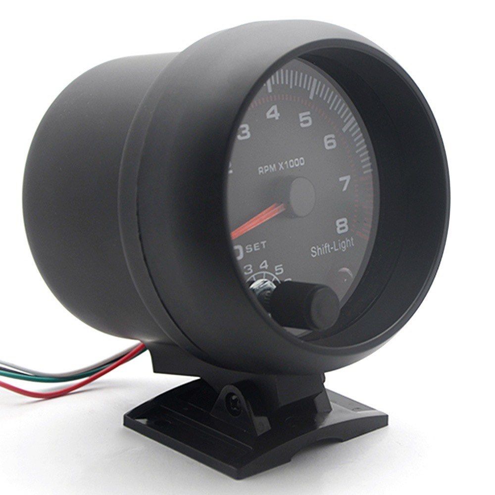 Universal 3.75 Inch 12V White LED Backlit Tachometer Gauge With Red Shift Light For Auto Gasoline Car 0 8000 Rpm I1670658169