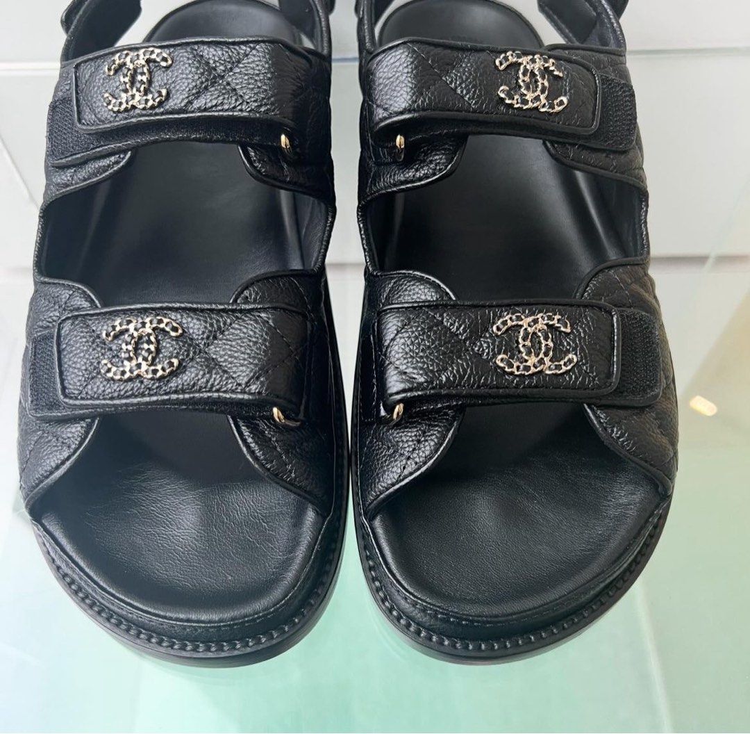 NEW Chanel Dad Sandals Size 41 Calfskin Black / Lghw, Men's Fashion,  Footwear, Flipflops and Slides on Carousell