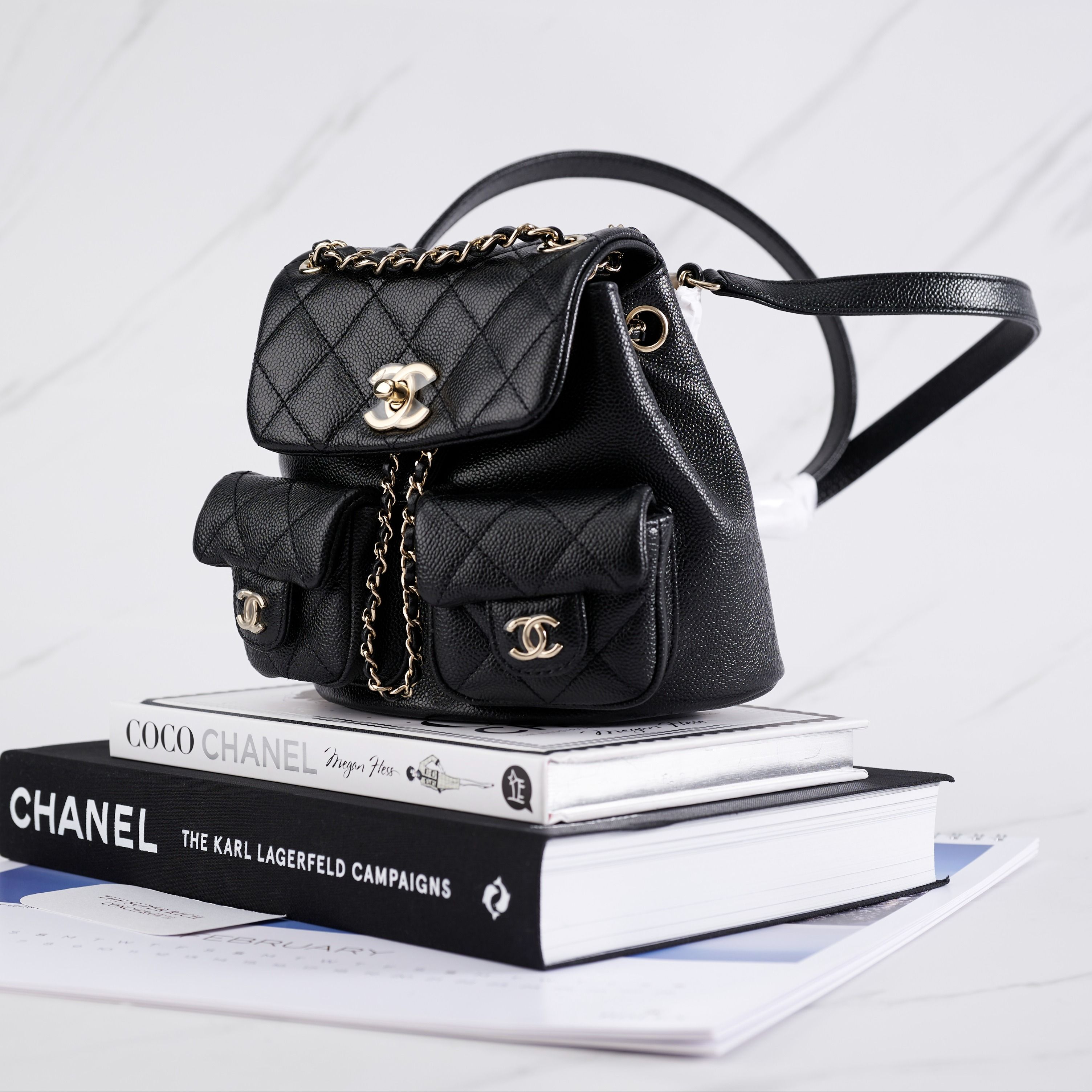 NEW] Chanel 23P Small Backpack • Grained Shiny Calfskin Black & Gold-Tone  Metal, Luxury, Bags & Wallets on Carousell