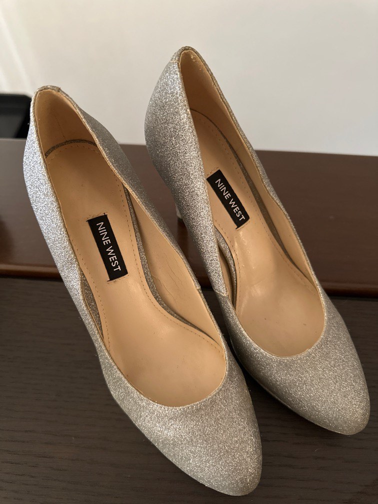 Nine west shop silver glitter heels