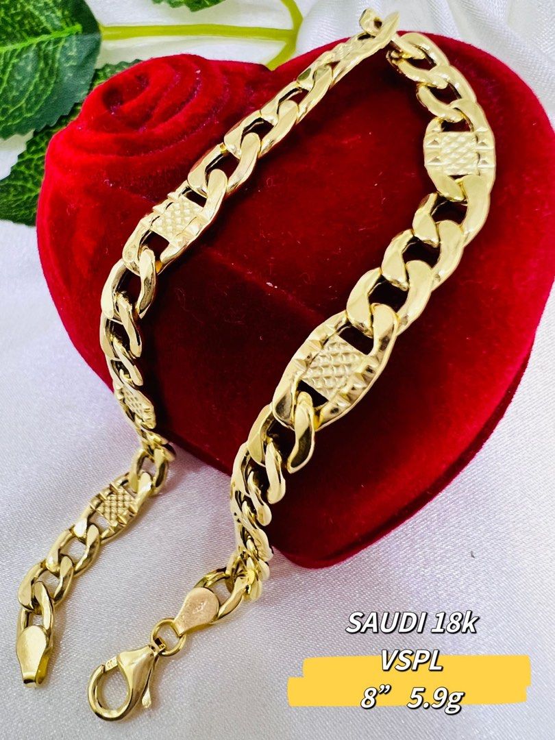 18k Saudi Gold Bracelet #4 size 7.5, Women's Fashion, Jewelry & Organizers,  Bracelets on Carousell