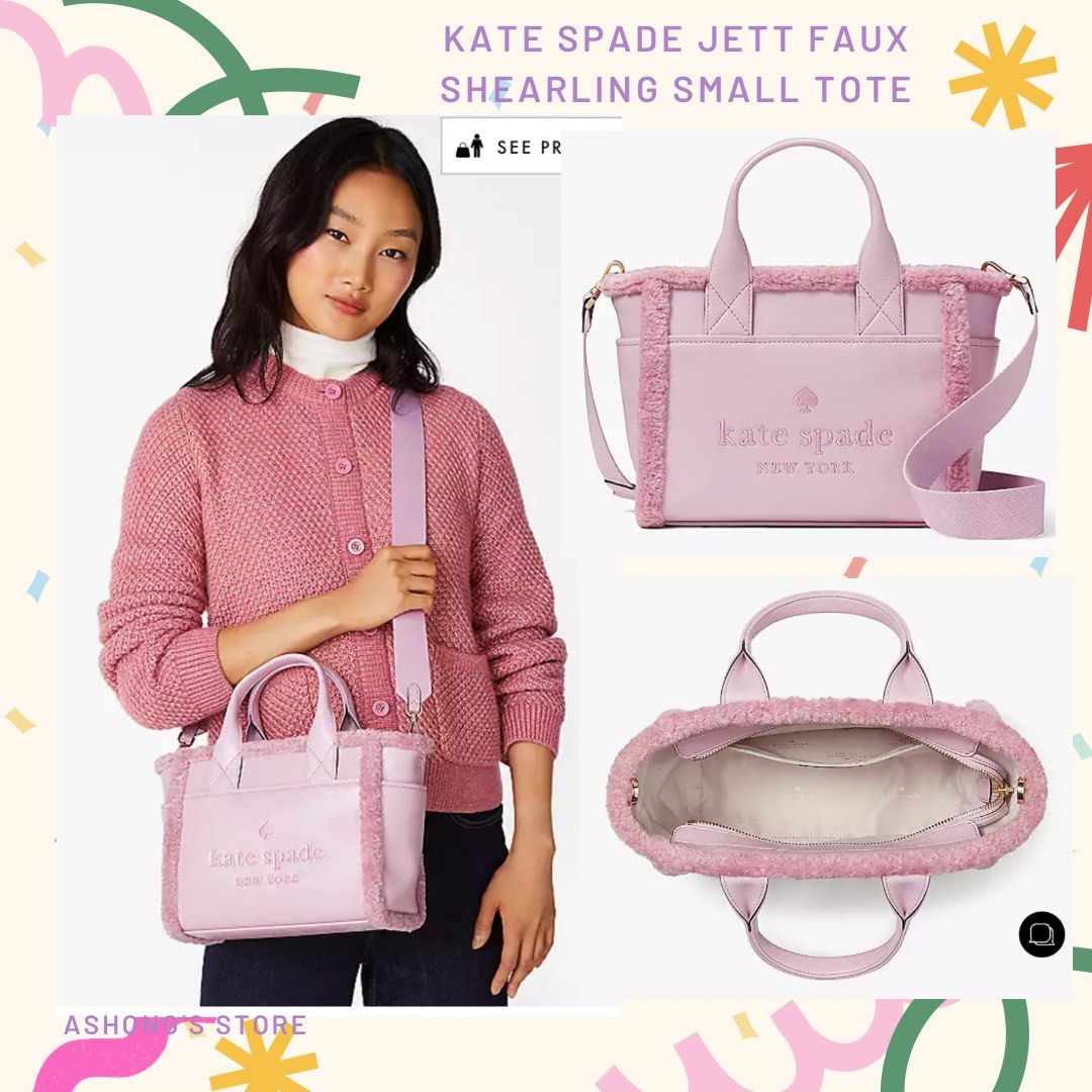 💯ORIGINAL KATE SPADE JETT SHEARLING SMALL TOTE PINK, Luxury, Bags &  Wallets on Carousell