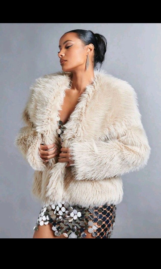 Puffy faux clearance fur jacket