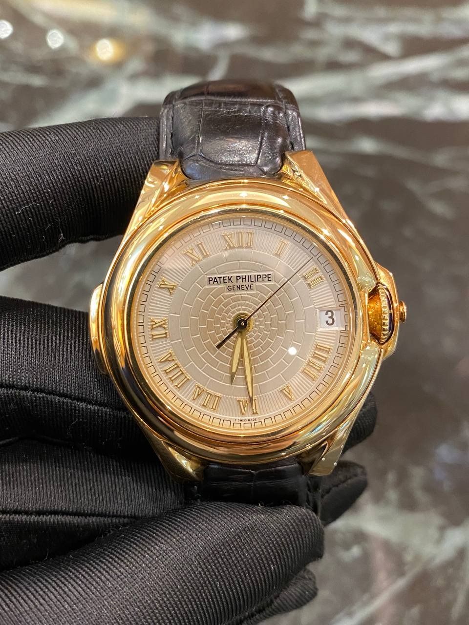 PATEK PHILIPPE SCULPTURE REF 5090J 750 YELLOW GOLD 315SC ENAMEL
