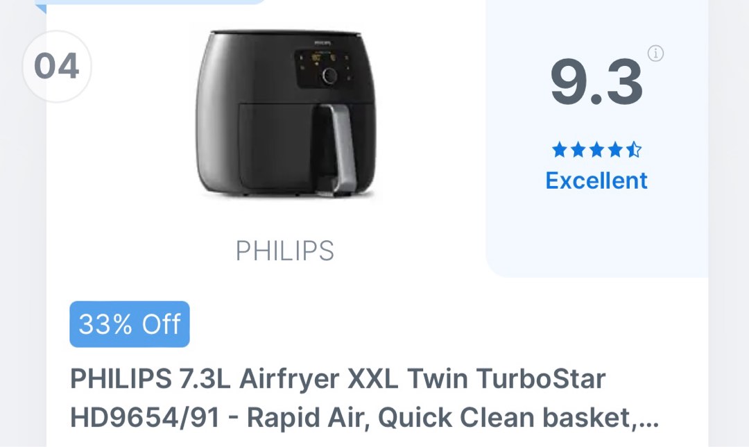 Philips Air Fryer Jumbo XXL HD9654 (7.3L), TV & Home Appliances, Kitchen Appliances, Fryers on