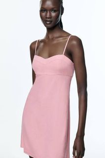 Pink Linen Short Dress