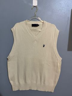 Playboy White Knitted Sweater Vest | y2k preppy school boy/girl dainty coquette