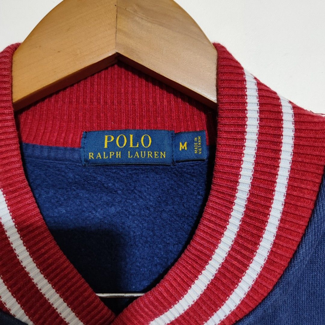 Polo Ralph Lauren Varsity Jacket (Category: Coats, Jackets and Outerwear) located in Puerto Princesa. Submitted by theoldtreasures (Listing ID 1268035713, Image 3). Description: Size: Medium on tag Issue(s): lints, discoloration fading 8/10 or better condition Measurements: 22" pit to pit 27.5" length 18" shoulder 25" sleeves Manage your expectations. Thrifted!.