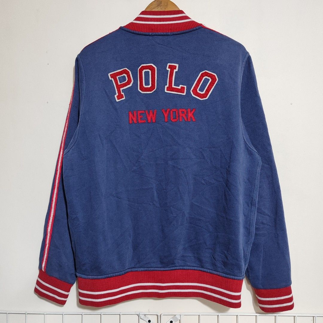 Polo Ralph Lauren Varsity Jacket (Category: Coats, Jackets and Outerwear) located in Puerto Princesa. Submitted by theoldtreasures (Listing ID 1268035713, Image 2). Description: Size: Medium on tag Issue(s): lints, discoloration fading 8/10 or better condition Measurements: 22" pit to pit 27.5" length 18" shoulder 25" sleeves Manage your expectations. Thrifted!.