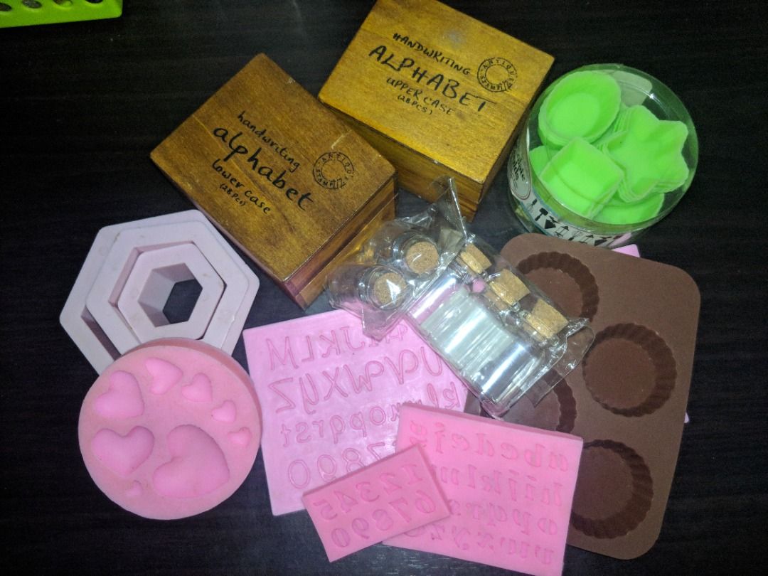 Polymer Clay Tools - Mold, Stamp, Cutter, Storage (Category: Craft Supplies & Tools) located in Dasmarinas. Submitted by jarzy82 (Listing ID 1267995280, Image 1). Description: Polymer clay crafting tools: - Elegant letter mold - Number mold - Lowercase letter mold (may issue yung "e" -- see photo) - Mini cupcake molds - Heart mold - Letter stamps (lowercase and uppercase) - Hexagon cutters - Tiny bottles - 2 Storage boxes P400 for everything MOP:
